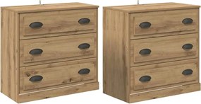 vidaXL Bufeturi cu sertar 2 pcs Stejar Artizanal 70 x 35,5 x 67,5 cm