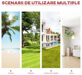 Outsunny Hamac in Tesatura in Dungi Colorat cu Suport in Lemn, 3.15x1x1.1m | Aosom Romania
