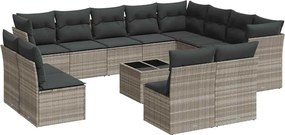 vidaXL Set canapele de grădină cu perne, 13piese gri deschis poliratan