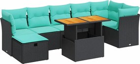 vidaXL Set canapele grădină cu perne 8 piese gri poliratan/lemn acacia