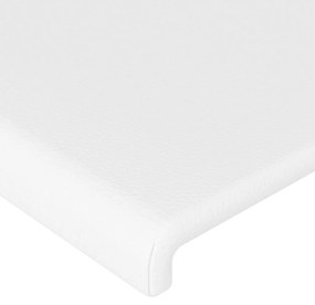 Tablie de pat cu LED, alb, 180x5x118 128 cm, piele ecologica 1, Alb, 180 x 5 x 118 128 cm