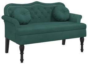 372142 vidaXL Banchetă cu perne, verde închis, 120,5x65x75 cm, catifea