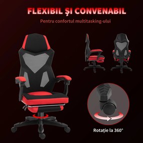 Vinsetto Scaun de Birou Ergonomic și Reclinabil cu Suport pentru Picioare Negru și Roșu | Aosom Romania