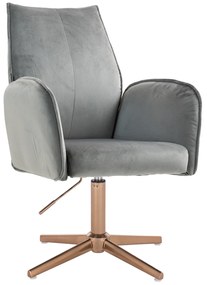 HR280CROSS Scaun Gray din Catifea cu Bază Aurie
