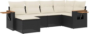 vidaXL Set mobilier de grădină cu perne, 6 piese, negru, poliratan