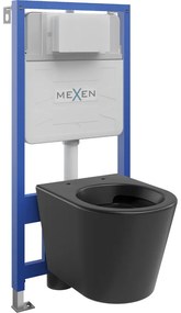 Mexen set WC încastrat cadru Felix Slim cu vas de toaletă Rico, Negru mat - 6103372XX85