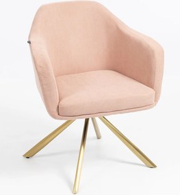 HR832 BAZĂ STEA Scaun Catifea Reiată Premium culoare Roz prăfuit Litchi cu Bază Aurie