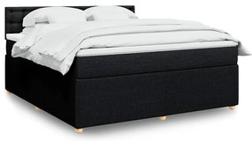 vidaXL Pat box spring cu saltea, negru, 180x200 cm, catifea