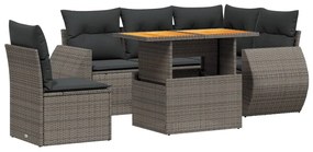 3272201 vidaXL Set mobilier grădină cu perne, 6 piese, gri, poliratan