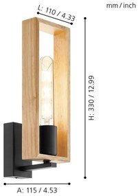 Eglo 49698 - Aplică perete LITTLETON 1xE27/60W/230V