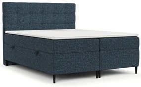 Pat boxspring albastru închis cu spațiu de depozitare 140x200 cm Urbaneo – Maison de Rêve