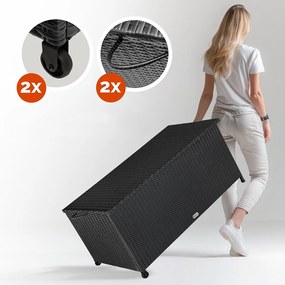 Ladă de depozitare din poliratan RICCO, 122x56x61cm, negru Casaria