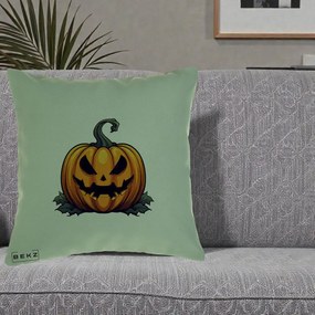 Perna Decorativa Halloween Jack-o'-Lantern Infricosator, 40x40 cm, Verde, Husa Detasabila, Perna Inclusa, BEKZ®