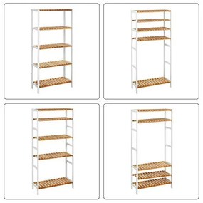 Raft Depozitare Multifunctional cu 5 Rafturi, Bambus, Alb / Natural, Vasagle, BCB35WN