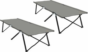 vidaXL Pat pliabil pentru camping Manual 2 pcs Gri 206 x 76 x 74 cm