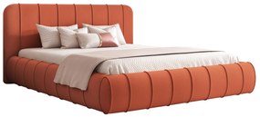 Pat Stripe 160 x 200 Cm, Lada depozitare, Tapiterie Catifea Portocaliu