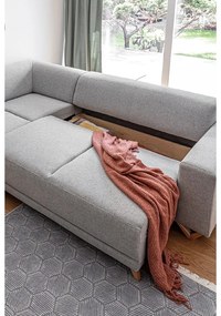 Colțar gri deschis extensibil/cu spațiu de depozitare (cu colț pe partea stângă/în formă de ”L”) Classy Sophie – Miuform