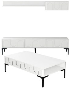 Set mobilier living Lyantela (alb + negru). 1107134