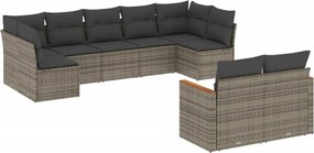 vidaXL Set canapele de grădină, 9 piese, cu perne, gri, poliratan