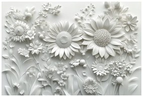 Tapet autoadeziv 3D flori albe