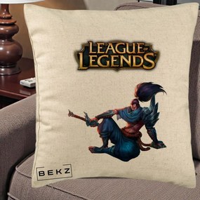 Perna Personalizata League of Legends Yasuo, 40x40 cm, Bej, Husa Detasabila, Perna Inclusa, BEKZ®