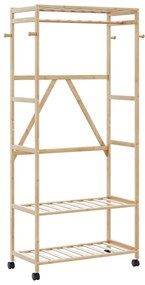 vidaXL Suport pentru haine cu rafturi și roți 90x40x179,5 cm bambus