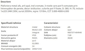 Plafoniera LED moderna cu decor stralucitor RADA 24W