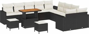 vidaXL Set de canapele pentru grădină 13 pcs Negru poliratan
