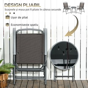 Outsunny Set de Grădină cu 3 Piese, cu Masă cu Blat din Sticlă - Maro | Aosom Romania