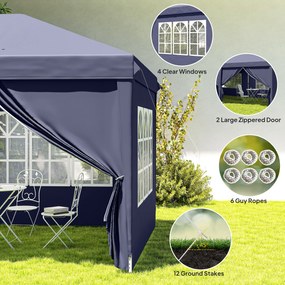 Outsunny Foisor de gradina pliabil pentru exterior cu 6 panouri laterale, 585x295cm albastru | AOSOM RO