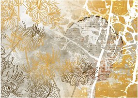 Tablou pe sticlă - Vintage perete cu flori (70x50 cm)