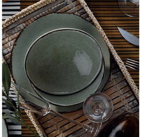 Set de masă, 18 piese, verde/porțelan