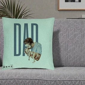 Cadou pentru Tata - Perna Personalizata DAD Tata si Nou-Nascut, 40x40 cm, Verde Menta, Husa Detasabila, Perna Inclusa, BEKZ®