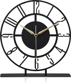 Ceas decorativ CLOCK BUNELLA, negru, metal, 23x24 cm