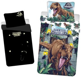 Jurassic World Roar husă de pat fosforescentă 140×200cm, 70x90 cm