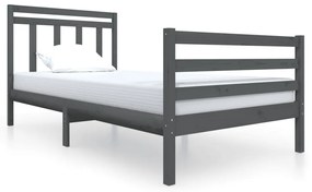 3100646 vidaXL Cadru de pat, gri, 100x200 cm, lemn masiv