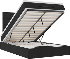vidaXL Cadru de pat otoman cu saltea Negru 120x190 cm Tesatura