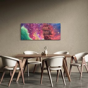 Tablou - Cerul spațial cu navă (120x50 cm)