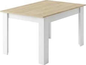 Masa de sufragerie alba cu blat in decor stejar sonoma, MADO 120x80