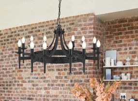 Candelabru stil rustic Cartwheel 12L 24212-12BK SRT