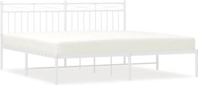 vidaXL Cadru de pat metalic cu tăblie, alb, 183x213 cm