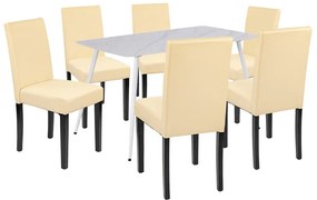 Set de masă Megan 6+1 alb-bej