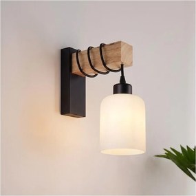 Brilagi - Aplica de perete WOOD GLASS 1xE27/60W/230V pin/negru/alb