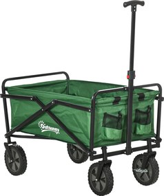 Outsunny Carucior cu rotile pliabil carucior de transport cu rotile incarcare 40 kg maner ajustabil 83 x 50 x 99 cm verde inchis | Aosom Romania