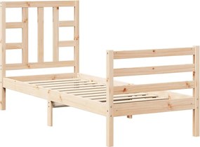 vidaXL Cadru de pat cu tăblie single mic, lemn masiv