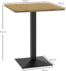 HOMCOM Masă de dining Masă pătrată de bucătărie pentru 2 persoane Masă de sufragerie cu aspect de lemn Bază din oțel 70 x 70 x 75 cm Maro închis | Aosom Romania