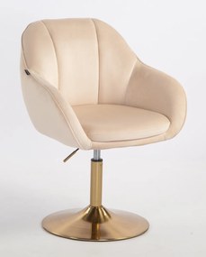 HR2055N Scaun Crem din Catifea cu Bază Aurie