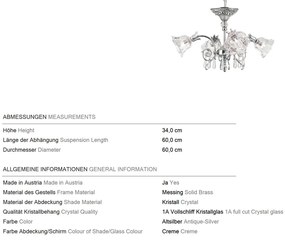 Candelabru cristal design lux LA BOHEME D-60cm 4L antique silver