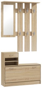 HOMCOM Set Mobilier cu 2 Rafturi Reglabile, 90x24x177 cm, Lemn Natural | Aosom Romania