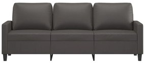 Canapea cu 3 locuri, gri, 180 cm, piele ecologica